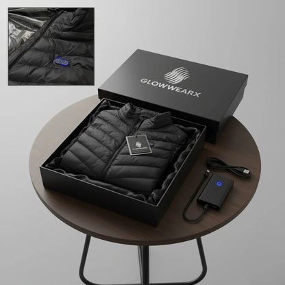 Packaging du gilet chauffant USB 9 zones GlowWearX 